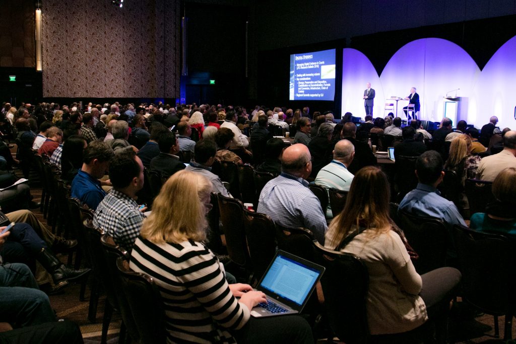 A packed education session at eCourts.