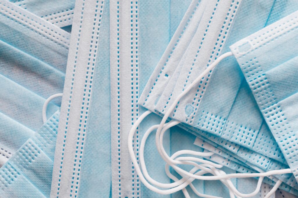 Stack of surgical masks.